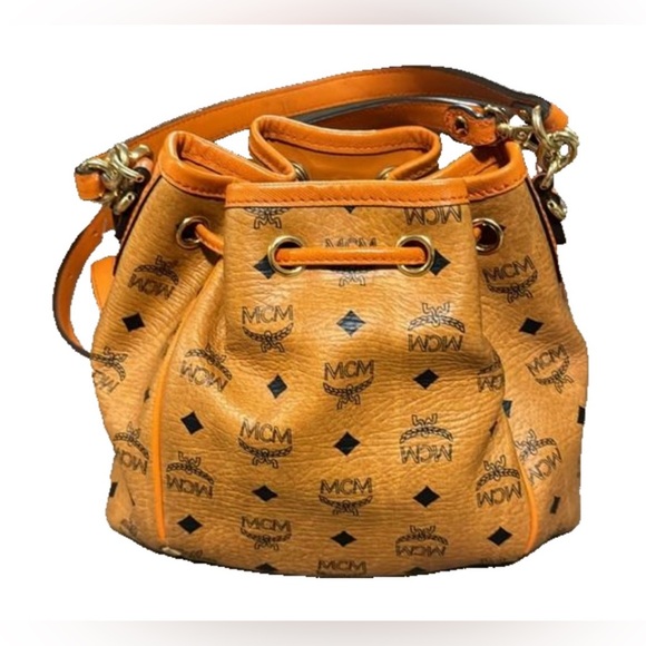 MCM Cognac Visetos Bucket Crossbody Bag - Picture 2 of 7
